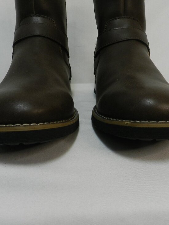 St. John\'s Bay SJB Statham Size 12 NEW brown Faux Leather zip moto boots Ankle